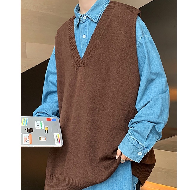 Áo len gile nam form rộng, áo gile len nam mặc ngoài ulzzang hàn quốc mặc đi học đi chơi phong cách cơ bản