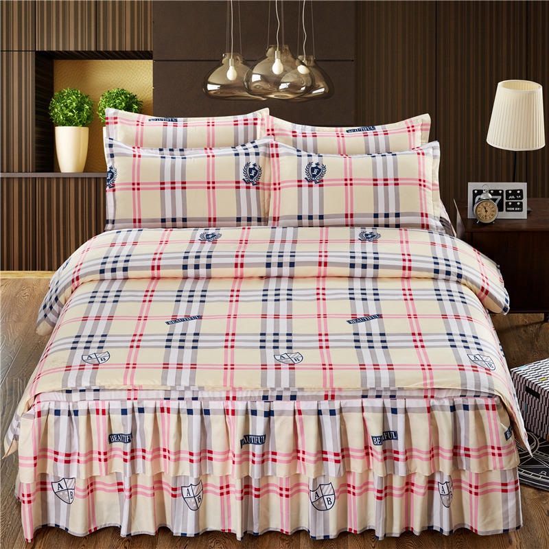 giường Bộ bốn mảnh cotton phong cách Hàn Quốc Bộ drap trải giường drap trải giường bốn mùa Bộ bốn mảnh Ga trải giường co