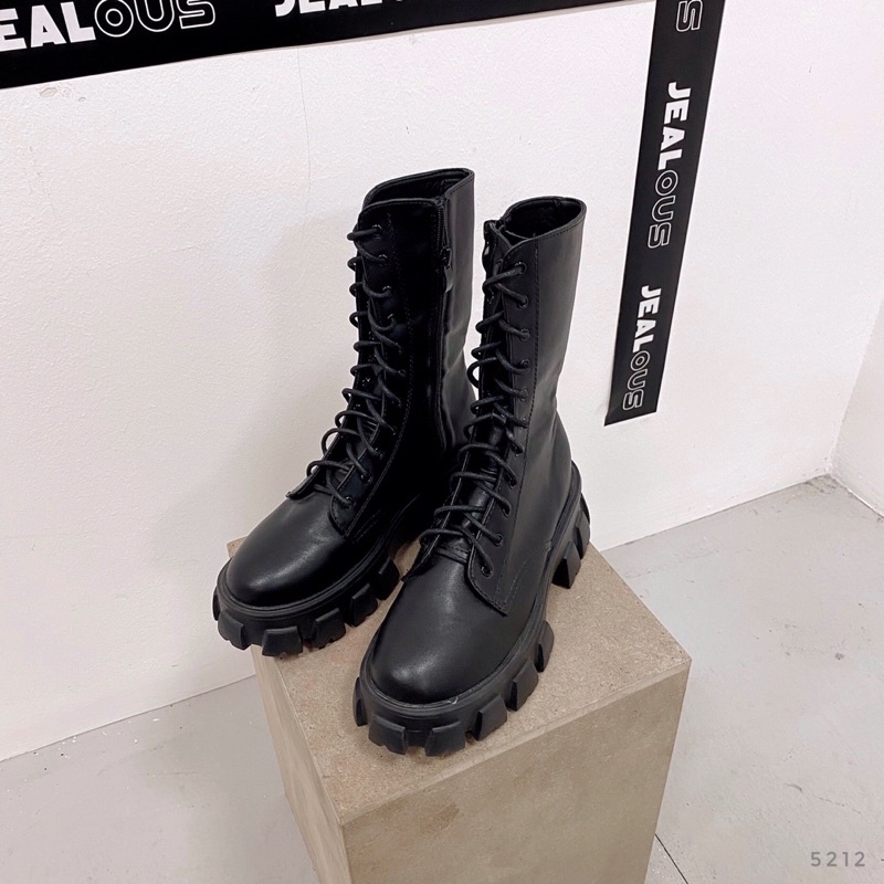 Giày boots nữ, giày boots combat đế răng cưa 5212