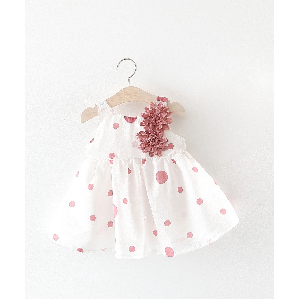 Váy bé gái chấm bi thời trang dễ thương cotton tinh khiết mỏng  từ 6 tháng đến 4 tuổi
