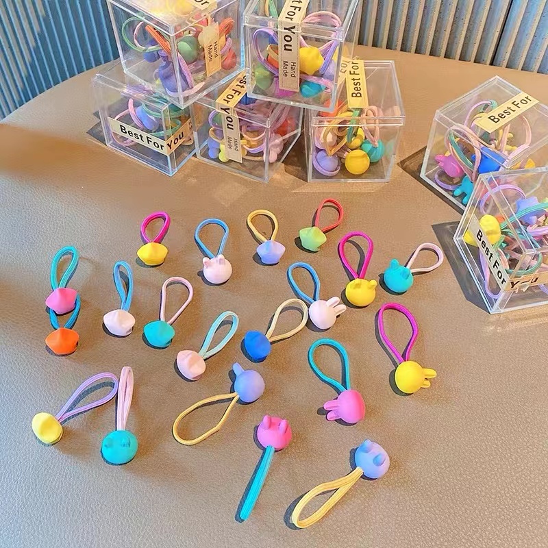 Set 10 Dây Cột Tóc Màu Sắc Ngọt Ngào Xinh Xắn Cho Bé Gái