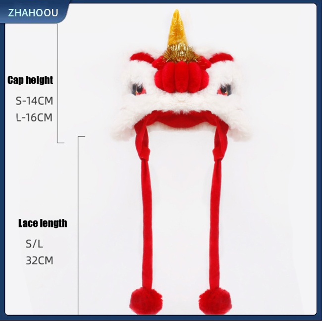 ☃Nhà☃ Mũ Tai Sư Tử Năm Mới Lót Lông Cừu Mềm Mại Thoải Mái Giữ Ấm Phong Cách Trung Hoa Cho Thú Cưng