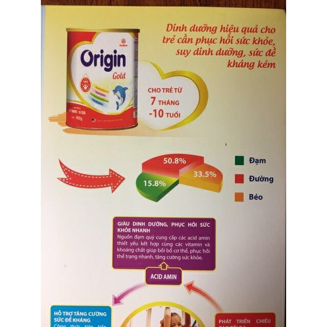 SỮA ORIGIN GOLD 800G giúp bé phát triển trí não, tăng sức đề kháng