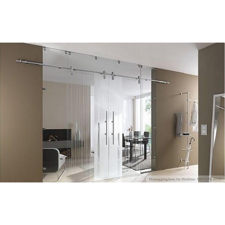 Bộ lùa phòng tắm kính, cửa kính lùa treo ray, bộ cửa lùa 10x30