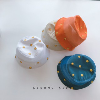 Mũ Bucket Thêu Hình Mặt Cười Dễ Thương Thời Trang Cho Bé