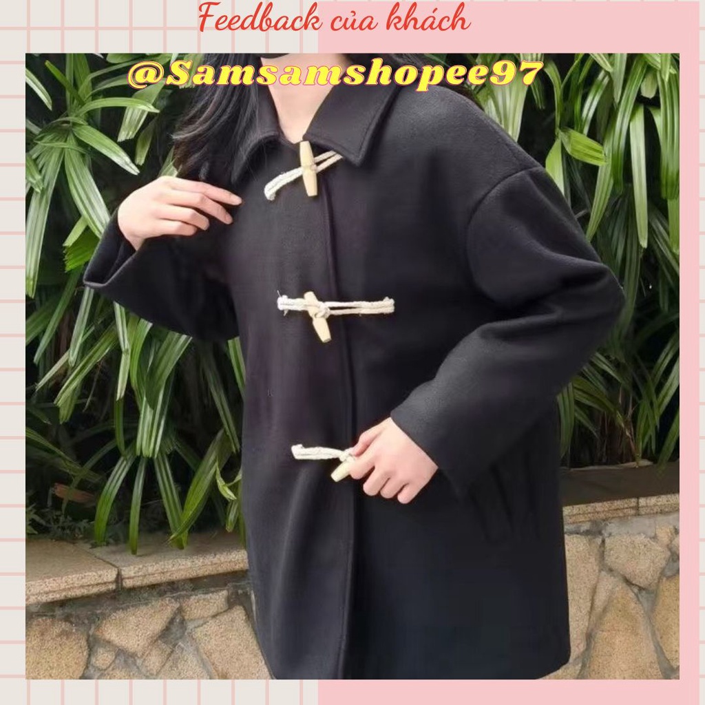 Áo dạ khuy gỗ nữ sinh phong cách Hàn Quốc