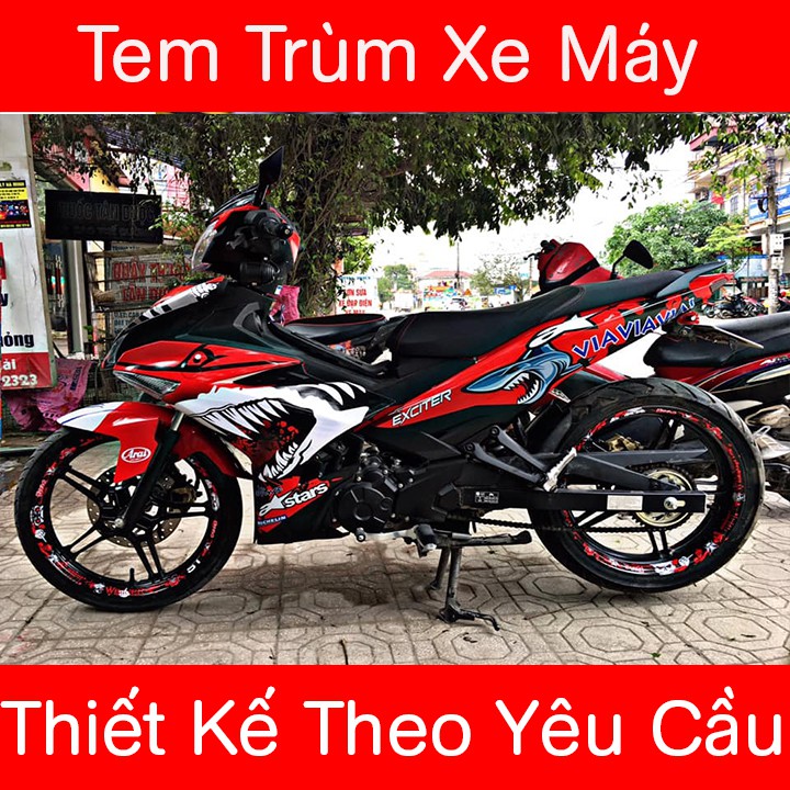 Tem trùm Tem Exciter 150 Đỏ Trắng Cá Mập