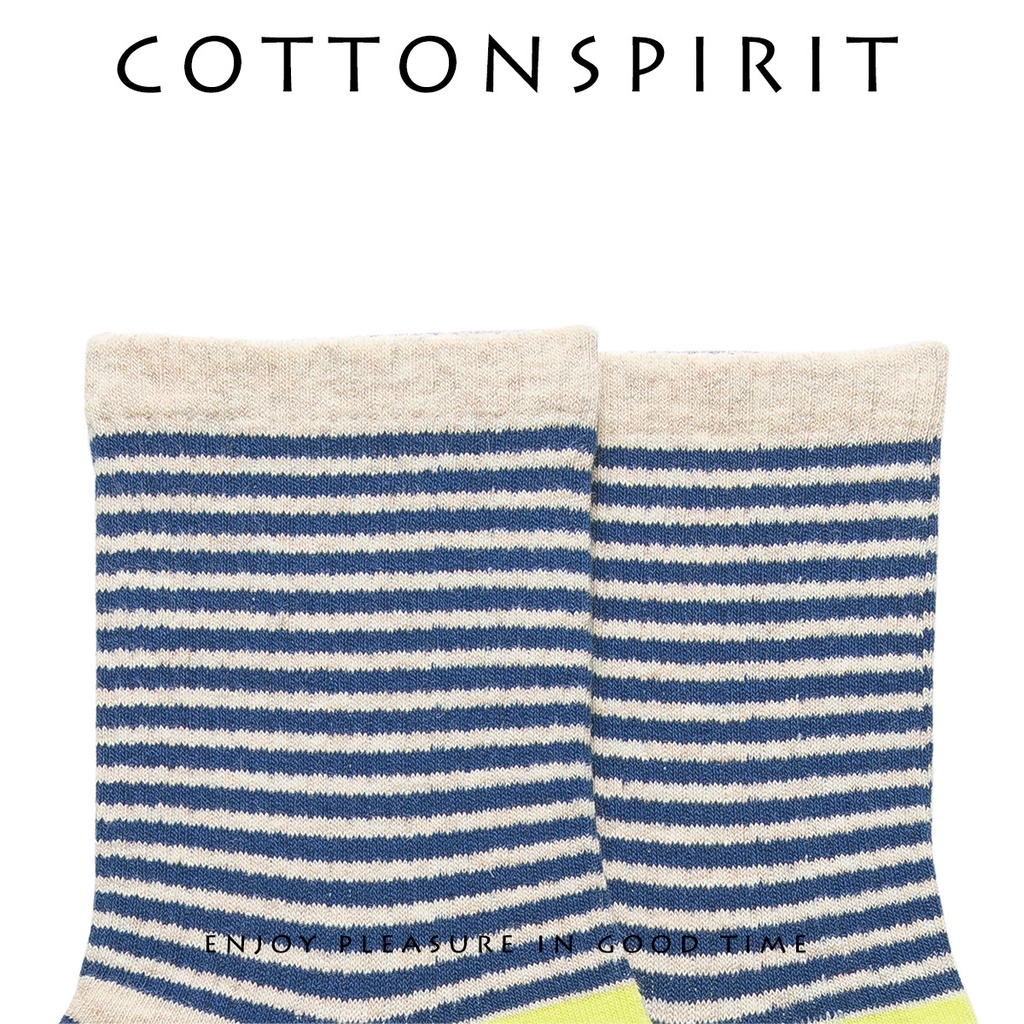 Vớ cổ cao cá tính Nữ Thể thao Tất dài cao cổ cao cấp Cotton Hàn Quốc Kẻ sọc ngang