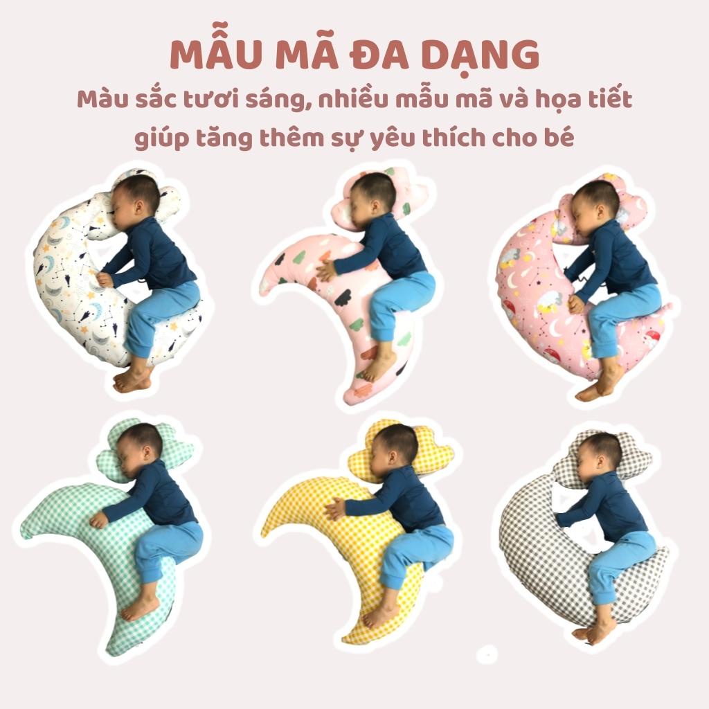 Gối ôm cho bé sơ sinh mặt trăng, set gối ôm trẻ em cotton hình thú bé trai bé gái