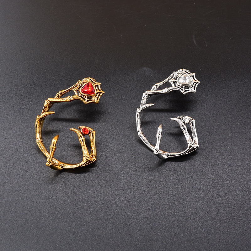 1 Khuyên Vành Tai Hình Móng Vuốt Nhện Đính Đá Zircon Phong Cách Gothic Thời Trang Dự Tiệc Halloween Cho Nữ