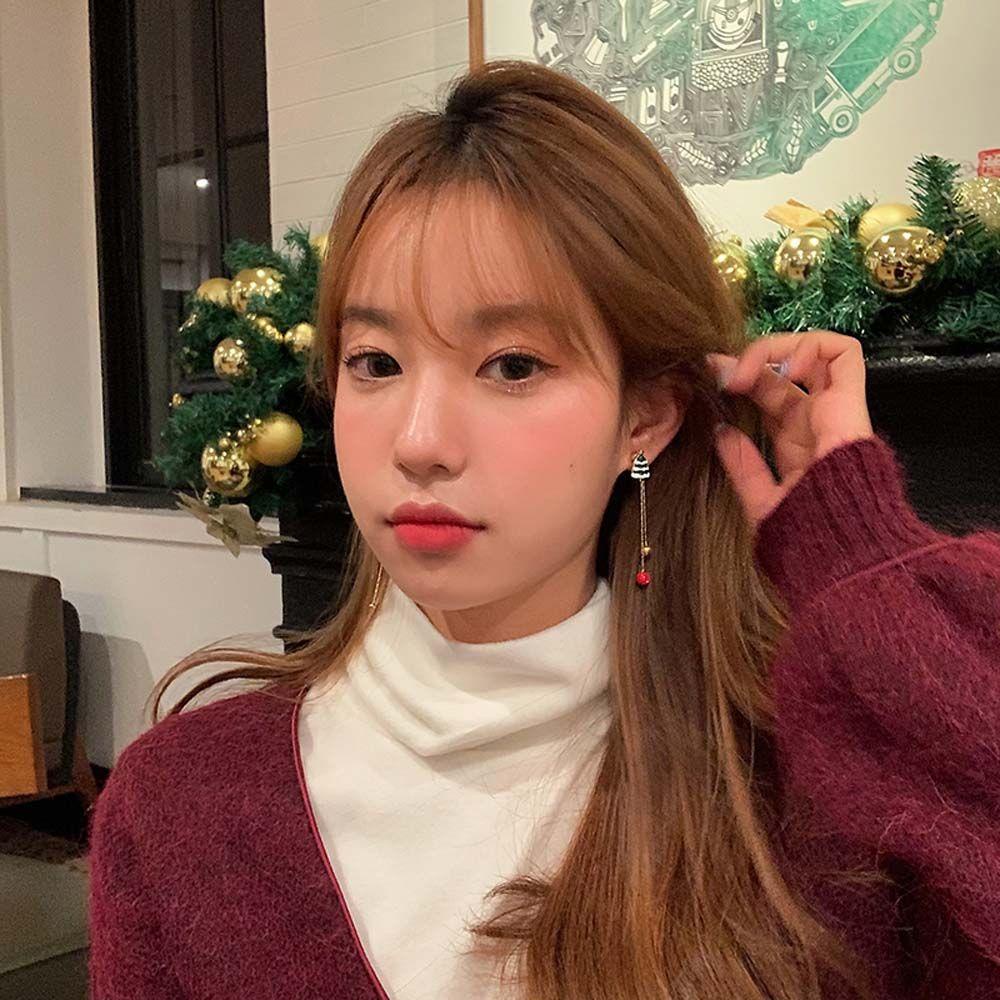 JARRED Bông Tai Hợp Kim Dáng Dài Hình Hoa Tuyết Phối Tua Rua Phong Cách Hàn Quốc Thời Trang