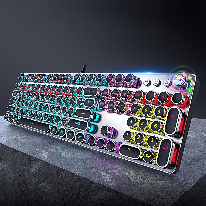 Bàn phím cơ gaming XLSWAB trục cơ blueswitch đèn LED rainbow nhiều chế độ thiết kế nút tròn phong cách