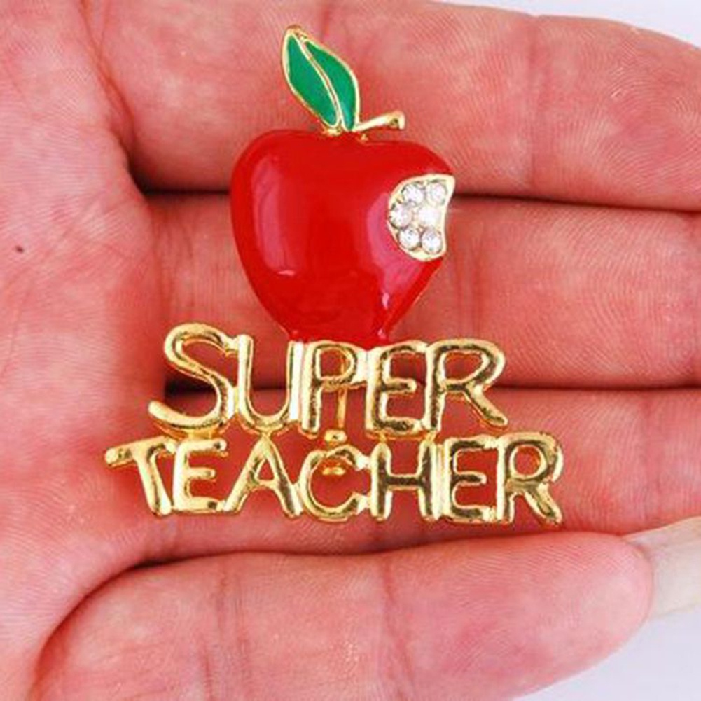 [Hàng Có Sẵn] Trâm Cài Áo Đính Đá Apple Super Teacher Rhineston Quà Tặng Giáng Sinh Ngày Nhà Giáo