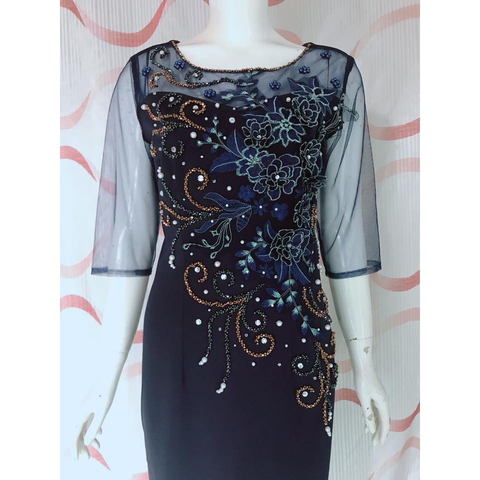 đầm trung niên đính pha lê thiết kế cao cấp