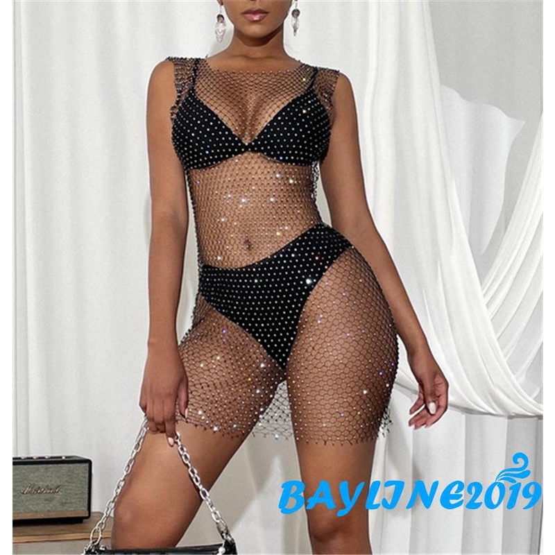 Áo Liền Thân Sát Nách Cổ Tròn Màu Đen Xuyên Thấu Gợi Cảm Cho Nữ XS/ S/ M/ L