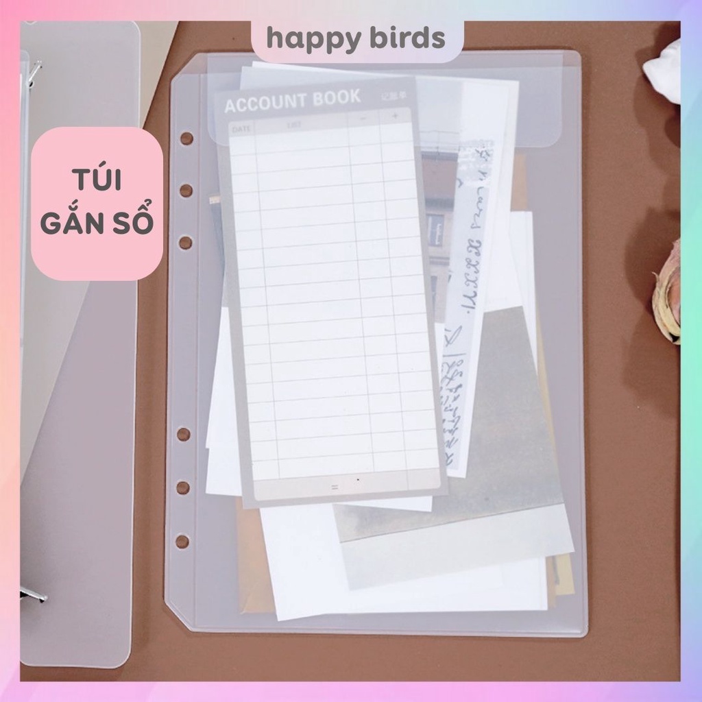 Bìa sổ còng Binder A5 A6 A7 6 còng sắt, bìa nhựa làm sổ planner bullet journal (KHÔNG KÈM GIẤY) HappyBirds