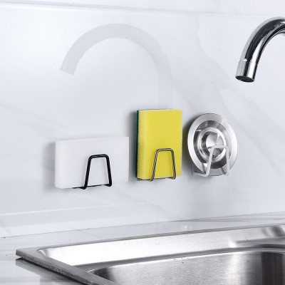 Giá đỡ miếng bọt biển kết dính bằng thép không gỉ, Giá treo miếng bọt biển có móc, Giá lưu trữ đa chức năng cho nhà bếp trong phòng tắm