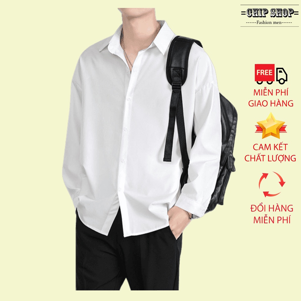 Áo sơ mi nam nữ dài tay unisex màu (Đen Trắng) chất lụa phong cách trẻ