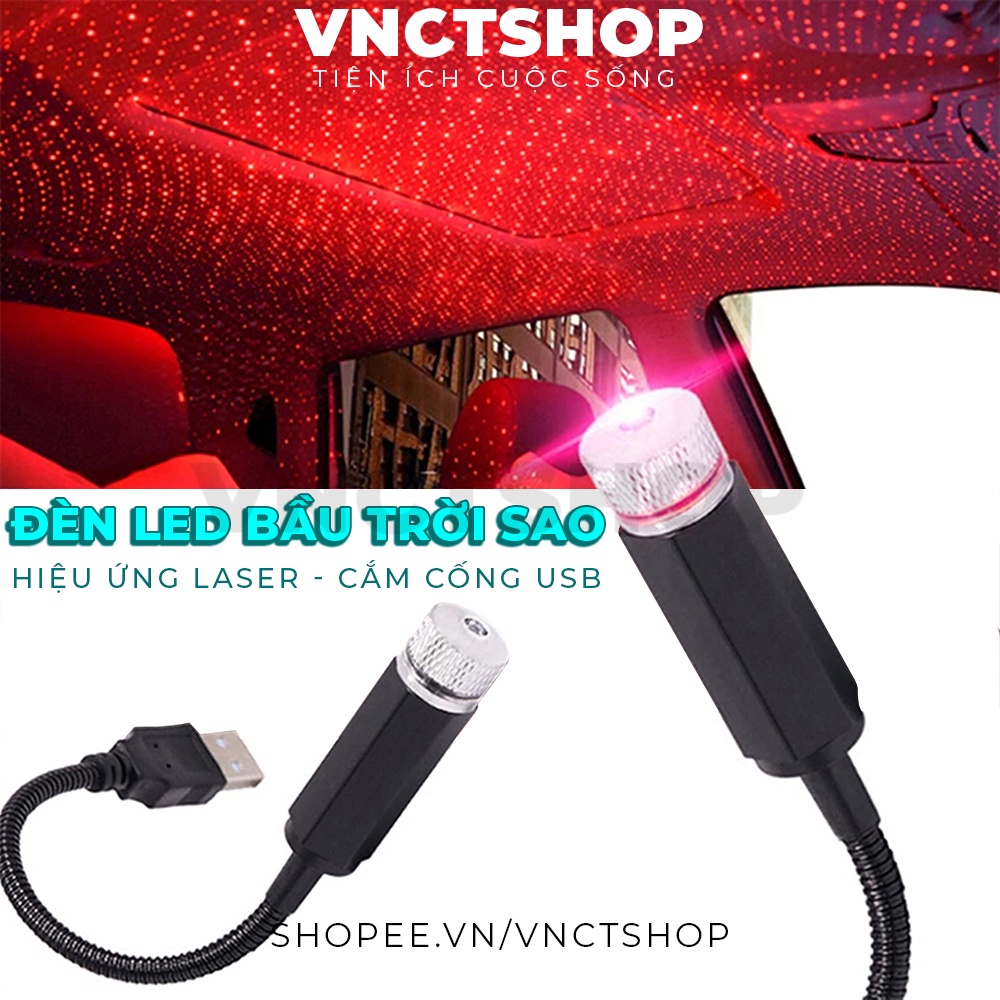 Đèn led chiếu sao chiếu trần xe ô tô, trần nhà bầu trời sao tia laser trang trí cắm cổng usb