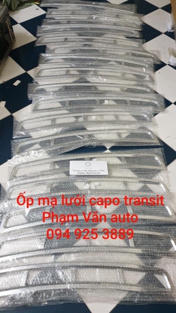 Ốp mạ lưới gió capo Ford Transit 2003-2021, Xi mạ trang trí capo ô tô Transit Phạm Văn auto hàng chất lượng cao