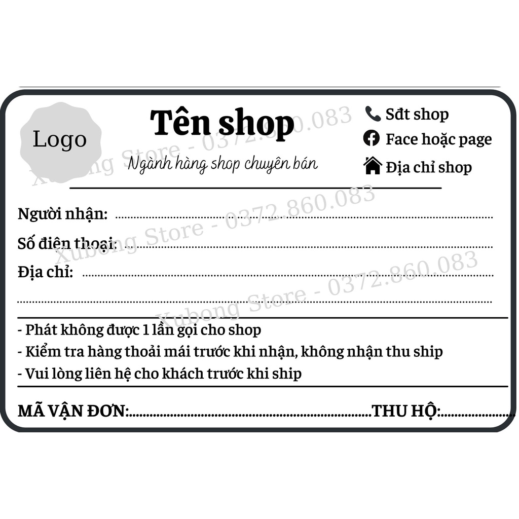 Tem Vận Chuyển 10x15cm -  Phiếu Giao Hàng In Theo Yêu Cầu rõ nét có keo dán sẵn