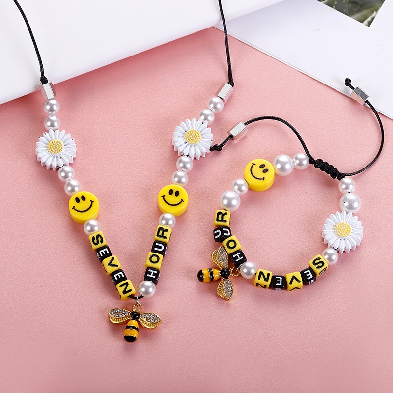 Dây chuyền và vòng tay Unisex Mặt cười, Hoa cúc, Ong phong cách Hiphop cá tính - NL154 - Aluha