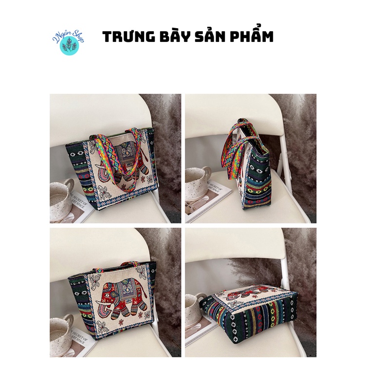 Túi xách Thổ Cẩm cầm tay, Kẹp Nách Phong Cách Cổ Điển 2N009 – 2 Ngân Shop
