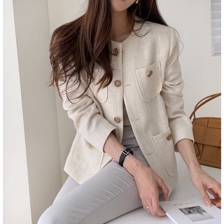 Áo khoác dạ tweed lót lụa