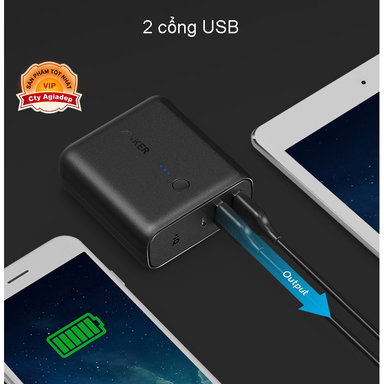 Pin sạc dự phòng Anker hàng hiệu 5000mAh (hình vuông)