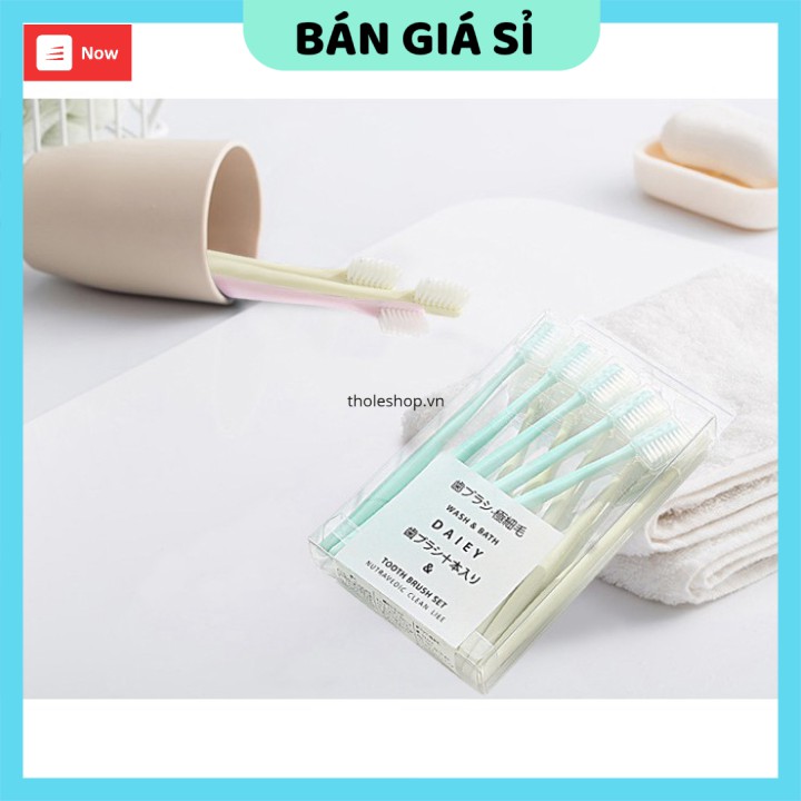 Bàn chải đánh răng cho bé GIÁ VỐN]Combo 10 bàn chải đánh răng Nhật Bản, đầu bàn chải tròn bọc đệm cao su 8612