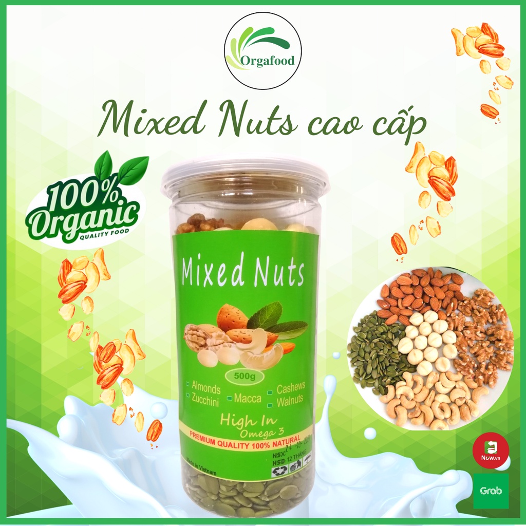 Hạt dinh dưỡng mix giảm cân 5 loại hạt orgafood các loại hạt mix nuts ngũ