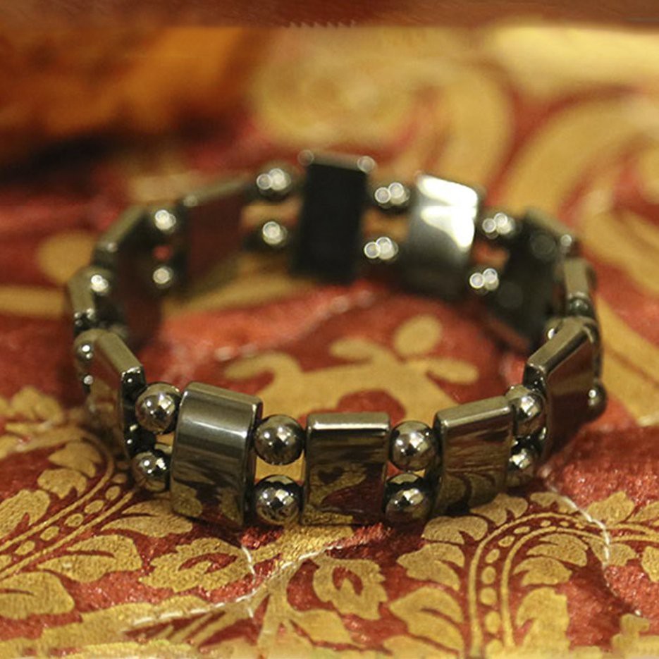 Vòng tay đá hematite nam châm đen hợp thời trang cho nam và nữ cải thiện sức khỏe tinh thần