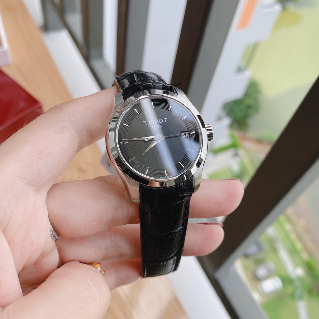 Đồng hồ nữ chính hãng Tissot Couturier Quartz Black Dial T035.210.16.051.01 (T0352101605101) - Máy Pin - Kính Sapphire