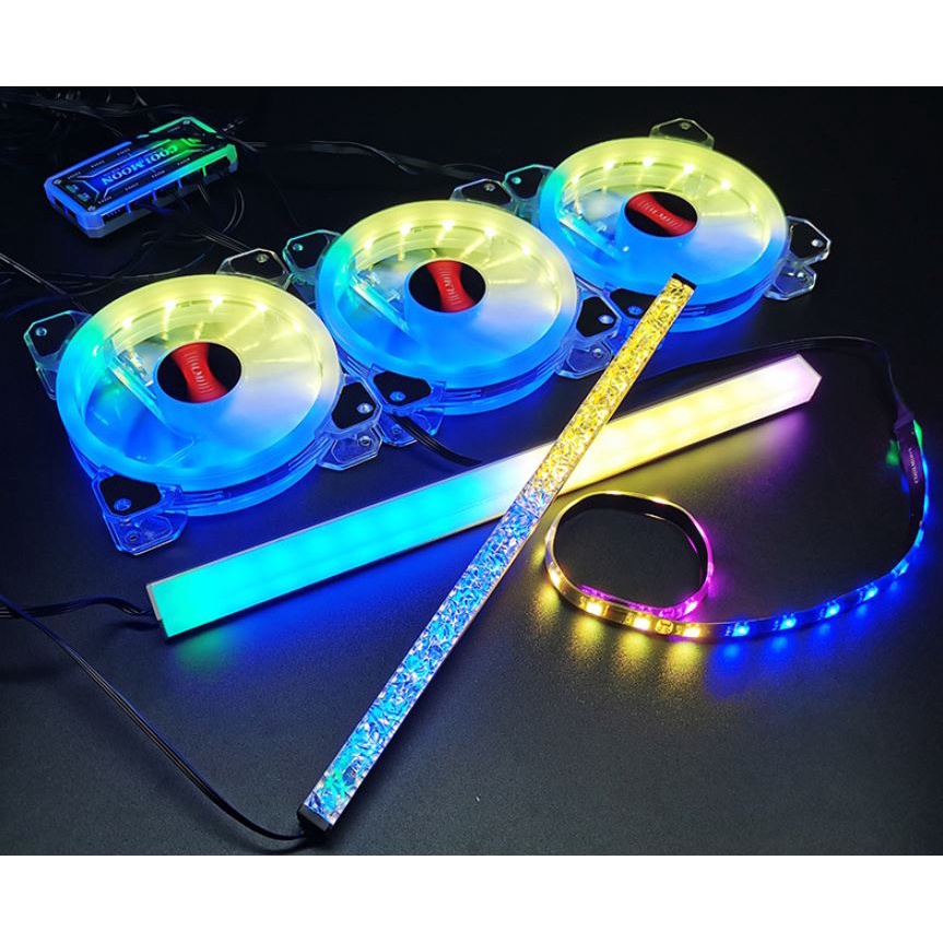 Quạt Tản Nhiệt, Fan Led RGB Coolmoon X2, 16 Triệu Màu, 366 Hiệu Ứng - Đồng Bộ Hub