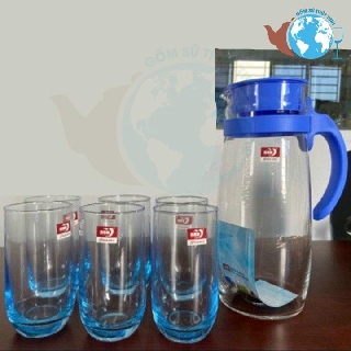 Bộ bình và 6 ly thủy tinh màu cao cấp - Bộ bình 7 món cao cấp