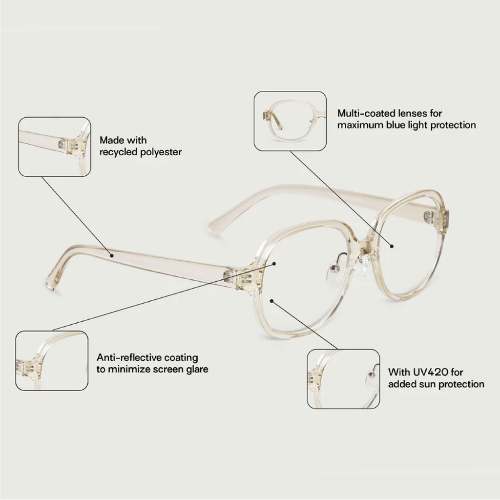 Kính Sunnies Studios Chống Ánh Sáng Xanh Gọng Phi Công Quinn Jellyfish