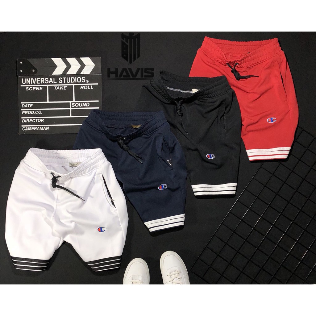 Quần short thun thể thao nam phối logo thêu cao cấp cực đẹp QHQ017