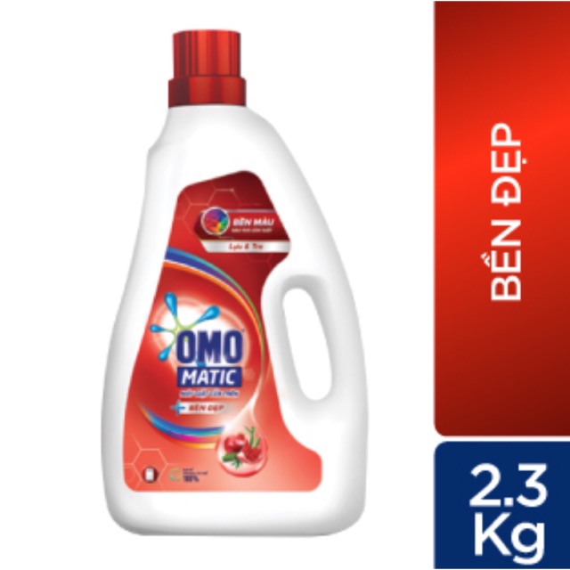Nước giặt OMO Matic bền đẹp chai 2.3kg (chai trắng)