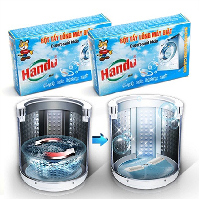 Hộp 2 gói vệ sinh tẩy lồng Máy Giặt Hando 200g