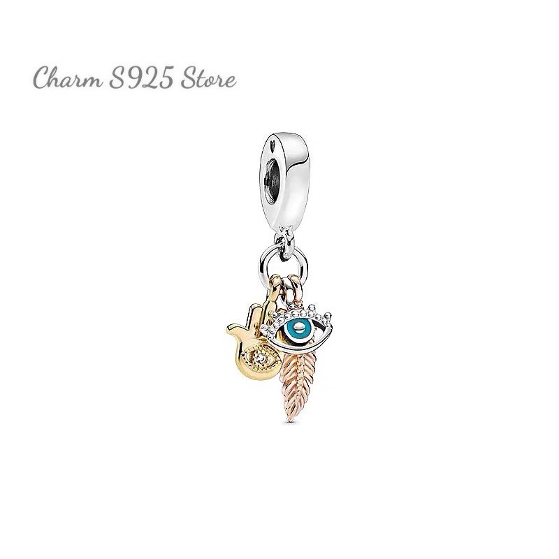 charm pan treo mắt phối 3 màu bạc s925 cao cấp