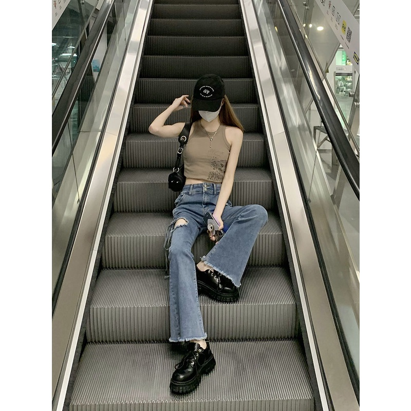 Quần jean    Quần jean nữ  Hàn Quốc   Phong cách   Cao eo   Quần jean thời trang