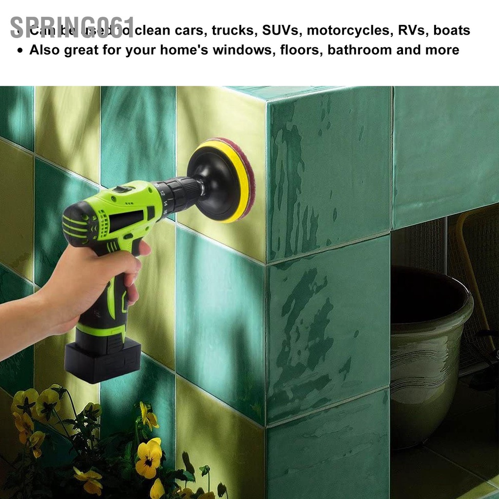 Spring061 11 cái Bàn chải khoan Bộ đính kèm bàn điện Đa năng cho Xe thuyền SUV Sàn phòng tắm