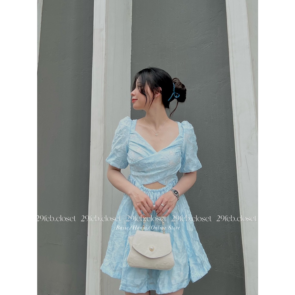 [Ảnh thật/Video] Váy voan hoa nổi xoắn ngực 2 lớp - 29feb.closet -  V17