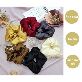 Dây cột tóc vải Scrunchies handmade chất lụa satin mềm mịn