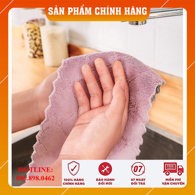 Khăn lau đa năng bếp, bát đĩa, cốc chén thấm nước chống dính dầu mỡ hai mặt loại to 15x26cm