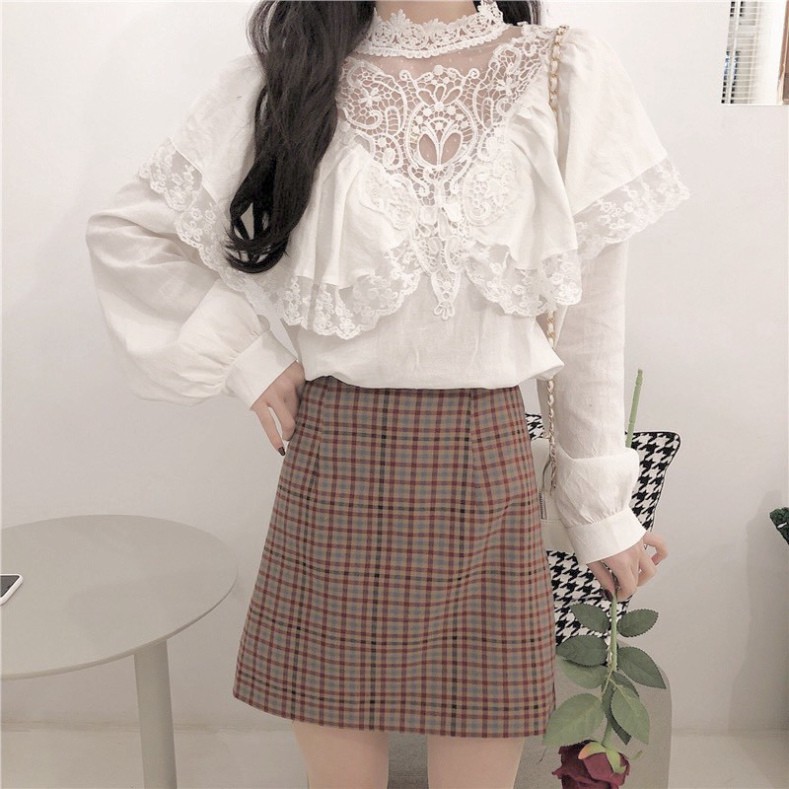 Áo Sơ Mi Trắng Nữ Taobao, Áo Sơ Mi Nữ Ren Tiểu Thư Dài Tay Mặc Đi Học, Đi Làm, Đi Chơi