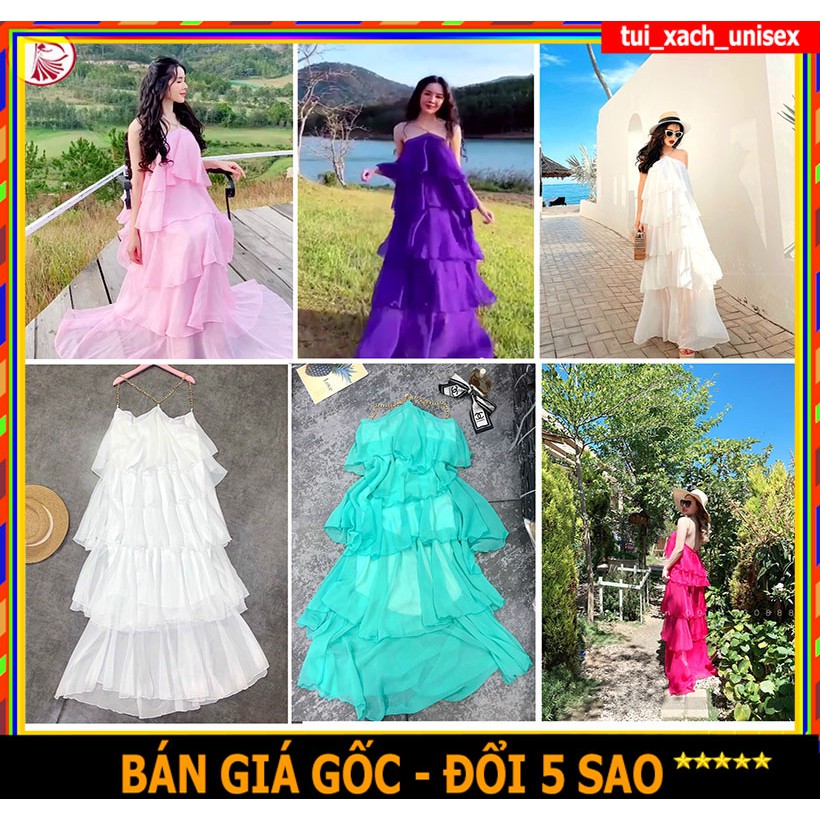 🌸 SIÊU HÓT 2021 🌸 MAXI 5 TẦNG - VÁY VOAN - ĐẦM CỔ YẾM DÂY XÍCH ĐI BIỂM DỰ TIỆP DÁNG DÀI HỞ VAI