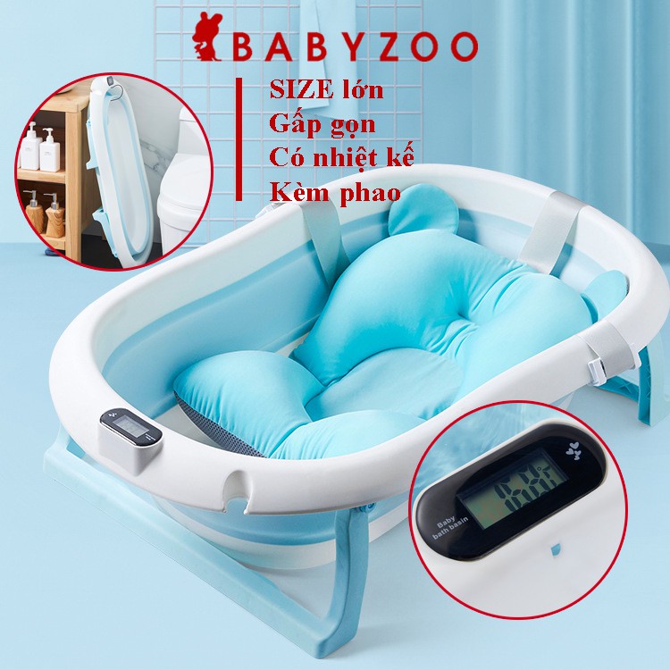 Chậu tắm cho bé, thau tắm gấp gọn cao cấp, size to, đồ sơ sinh Babyzoo