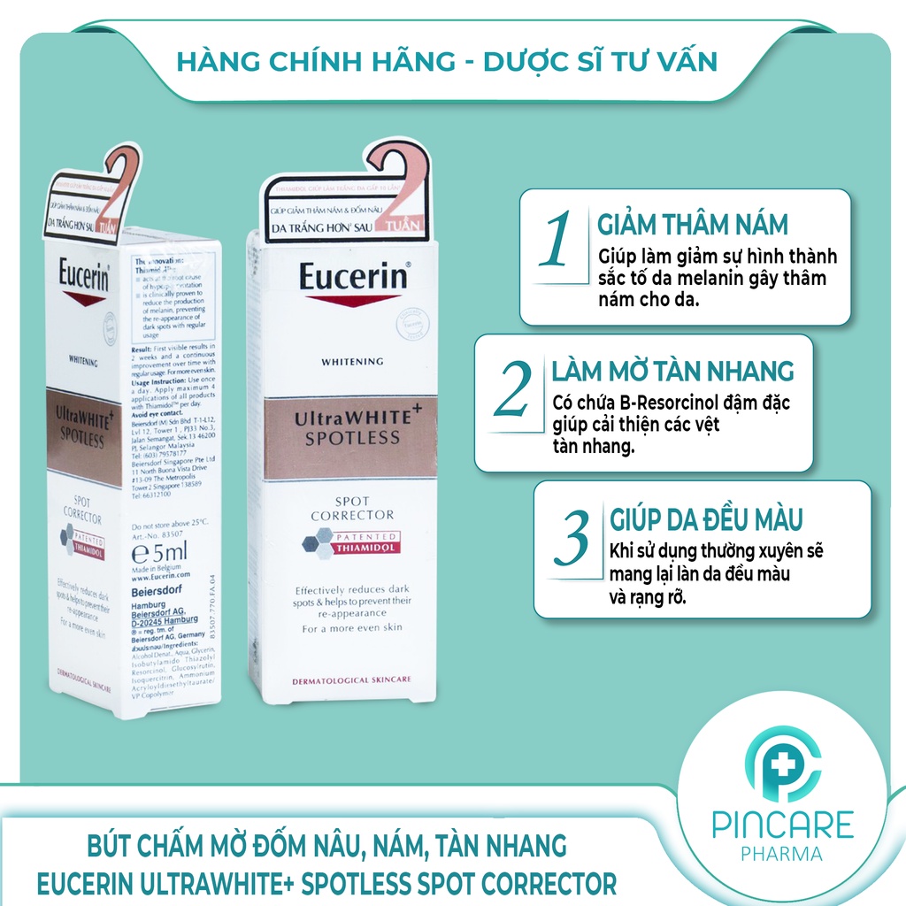 Serum giảm thâm dạng bút chấm Eucerin UltraWhite+ Spotless Spot Corrector 5ml - Hàng chính hãng - Nhà thuốc PinCare