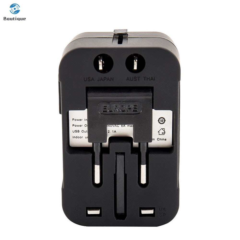 Ổ cắm cường chuyển đổi đa đầu US/EU/UK/AU có 2 cổng USB